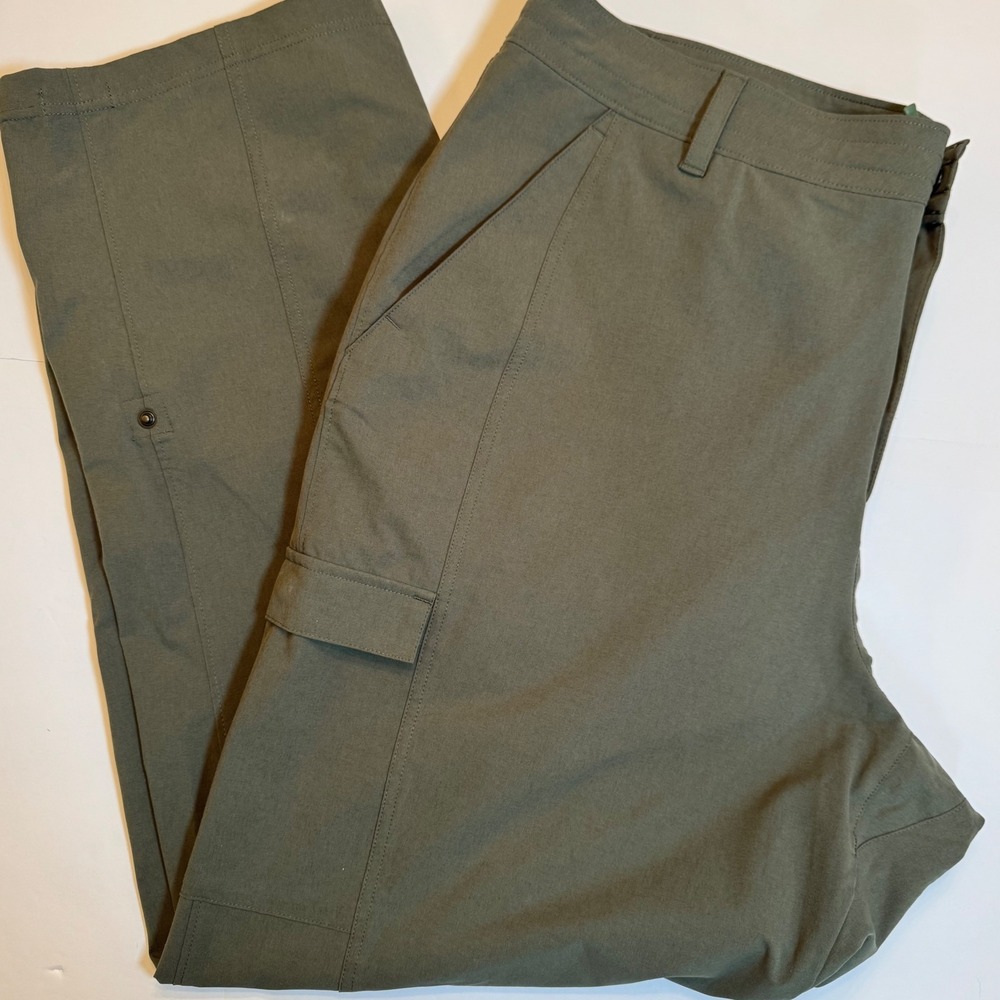 LL Bean Vista Camp Pants 18W Reg Plus Olive Green Cargo Hiking Trousers 522731